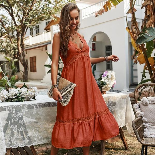 casual dresses pink spaghetti strap women summer midi dress deep v neck backless ladies solid holiday swing ruffles party 2021, Black;gray
casual dresses pink spaghetti strap women summer midi dress deep v neck backless ladies solid holiday swing ruffles party 2021, Black;gray