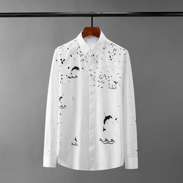 men's casual shirts cotton man long sleeve porpoise printed male slim white black party mens dress
men's casual shirts cotton man long sleeve porpoise printed male slim white black party mens dress