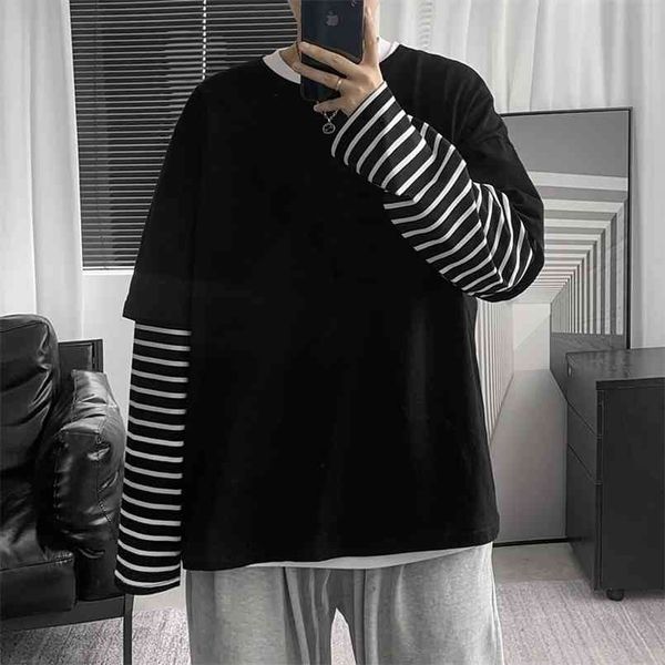cotton men's t-shirt full sleeve striped oversized t-shirts man harajuku punk 210721, White;black
cotton men's t-shirt full sleeve striped oversized t-shirts man harajuku punk 210721, White;black
