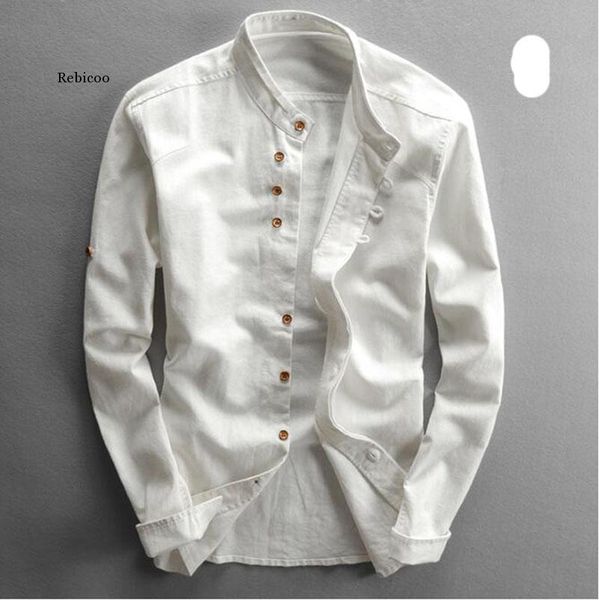 men's cotton linen shirts long sleeve men casual slim mandarin collar summer beach shirt plus size 6xl, White;black
men's cotton linen shirts long sleeve men casual slim mandarin collar summer beach shirt plus size 6xl, White;black