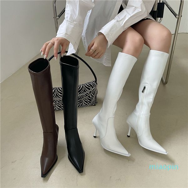 boots brand design thin high heel stretch pu sock women side zip pointed toe long knee shoes cqkp, Black
boots brand design thin high heel stretch pu sock women side zip pointed toe long knee shoes cqkp, Black