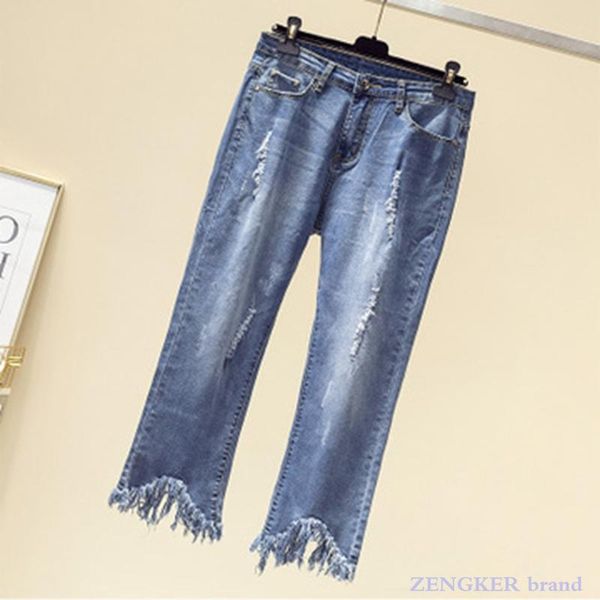 women's jeans large size spring high waist was thin and versatile edge nine points korean flared woman 40 42, Blue
women's jeans large size spring high waist was thin and versatile edge nine points korean flared woman 40 42, Blue