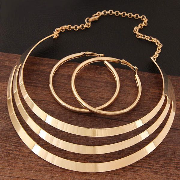 earrings & necklace trendy gold metal torques round sets women party statement jewelry dress aessories bijoux female gift, Silver
earrings & necklace trendy gold metal torques round sets women party statement jewelry dress aessories bijoux female gift, Silver