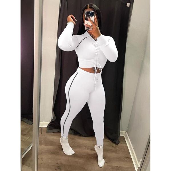 women's two piece pants stripe deco high elastic 2pcs tracksuit outfits shirring long sleeve crop tight slim yoga jogger leggings fashi, White
women's two piece pants stripe deco high elastic 2pcs tracksuit outfits shirring long sleeve crop tight slim yoga jogger leggings fashi, White