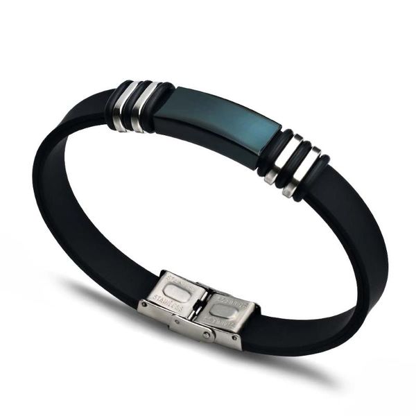 charm bracelets 2021 fashion jewelry vintage black glossy stainless steel silicone bracelet cuff rubber for men's pulsera hombre, Golden;silver
charm bracelets 2021 fashion jewelry vintage black glossy stainless steel silicone bracelet cuff rubber for men's pulsera hombre, Golden;silver