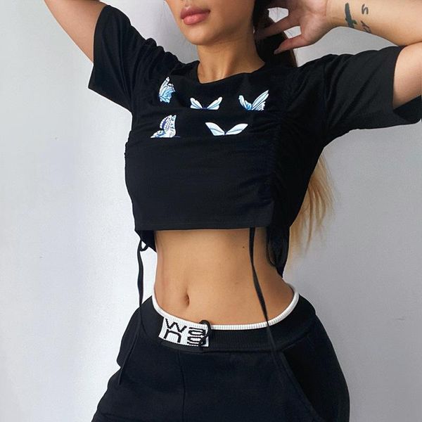 women's t-shirt white blue butterfles printed gothic girls short sleeve round neck black t shirt streetwear fashion y2k drawstring crop
women's t-shirt white blue butterfles printed gothic girls short sleeve round neck black t shirt streetwear fashion y2k drawstring crop