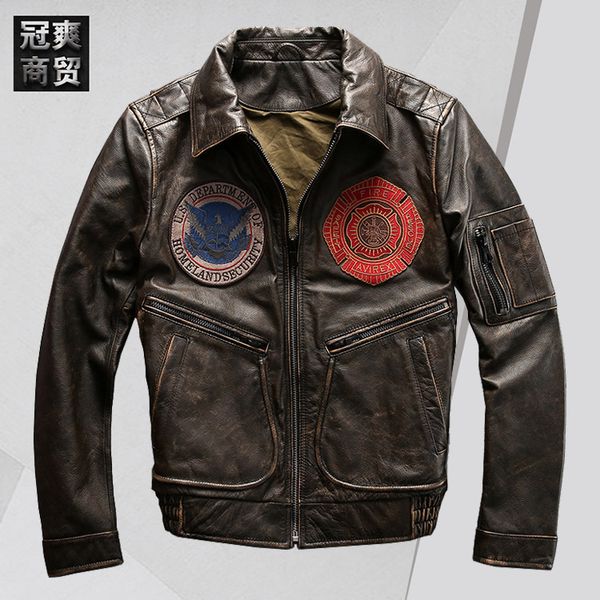 Fashion Leather Avfly World War Ii Genuine Flying Suit Garment Men's Straight Embroidery Wash Old Jacket, Black
Fashion Leather Avfly World War Ii Genuine Flying Suit Garment Men's Straight Embroidery Wash Old Jacket, Black