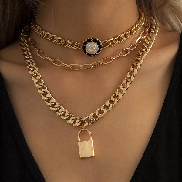 pendant necklaces retro small fragrant wind camellia metal xhain necklace european and american fashion cross hollow lock neck, Silver
pendant necklaces retro small fragrant wind camellia metal xhain necklace european and american fashion cross hollow lock neck, Silver