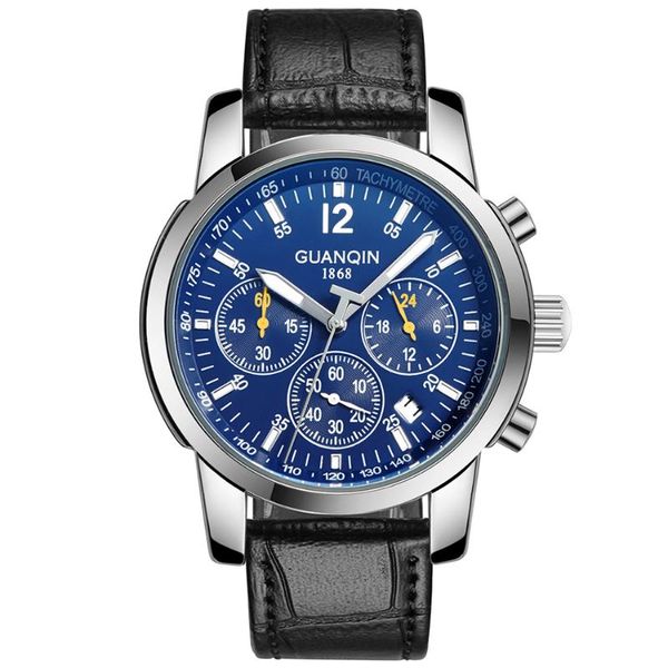 wristwatches guanqin watch men business waterproof luminous clock quartz leather chronograph sport watches, Slivery;brown
wristwatches guanqin watch men business waterproof luminous clock quartz leather chronograph sport watches, Slivery;brown