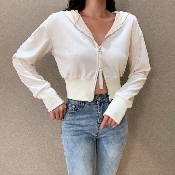 women double zipper long sleeve crop sweatshirt solid color slim hoodie coat women's hoodies & sweatshirts, Black
women double zipper long sleeve crop sweatshirt solid color slim hoodie coat women's hoodies & sweatshirts, Black
