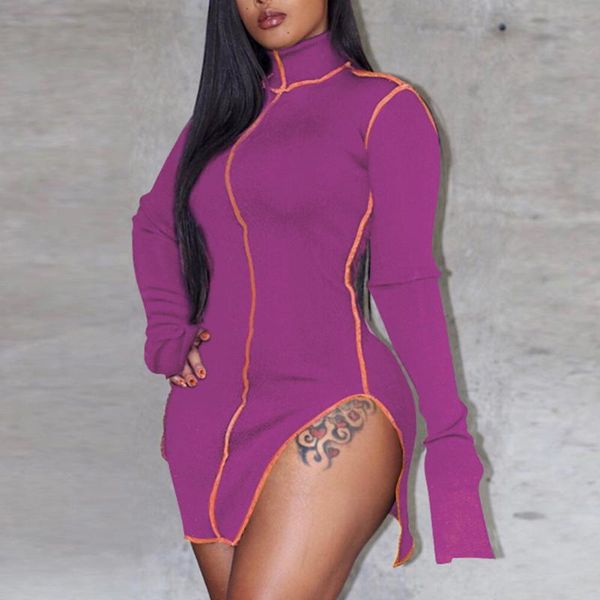 women long sleeve dress line design autumn slim split stitching turtleneck high waist dresses casual girl streetwear clothing, Black;gray
women long sleeve dress line design autumn slim split stitching turtleneck high waist dresses casual girl streetwear clothing, Black;gray