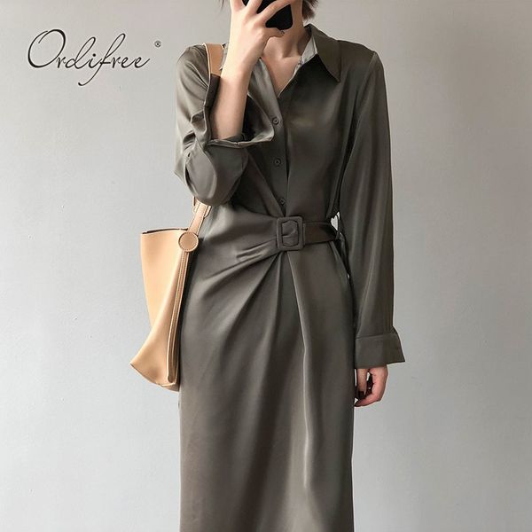 autumn women satin party sleeve vintage silk belted designer long dress 210415, Black;gray
autumn women satin party sleeve vintage silk belted designer long dress 210415, Black;gray