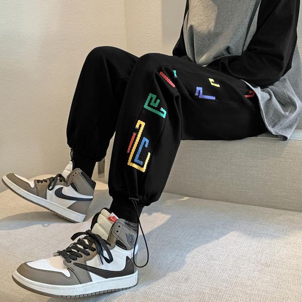 men's pants 2021 spring and autumn youthful vitality sports casual sweatpants fashion men trousers jogger, Black
men's pants 2021 spring and autumn youthful vitality sports casual sweatpants fashion men trousers jogger, Black