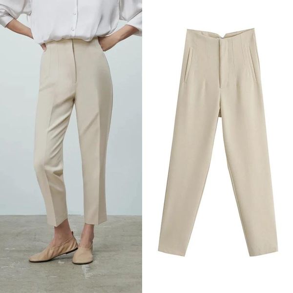 women's suits & blazers 2021 spring women trouser high waisted pants fashion office beige chic button zip elegant pink casual woman, White;black
women's suits & blazers 2021 spring women trouser high waisted pants fashion office beige chic button zip elegant pink casual woman, White;black