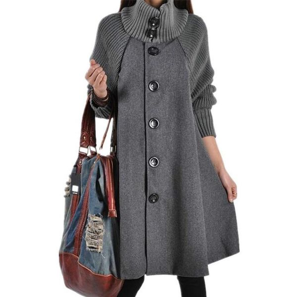 women's wool & blends autumn winter plus size long loose knitting clothing woolen trench coat mid-length single breasted cloak, Black
women's wool & blends autumn winter plus size long loose knitting clothing woolen trench coat mid-length single breasted cloak, Black