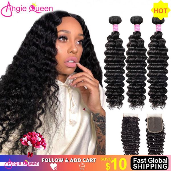 human hair bulks angie queen deep wave bundles with lace closure 4x4 brazilian remy natural color wet & wavy, Black
human hair bulks angie queen deep wave bundles with lace closure 4x4 brazilian remy natural color wet & wavy, Black