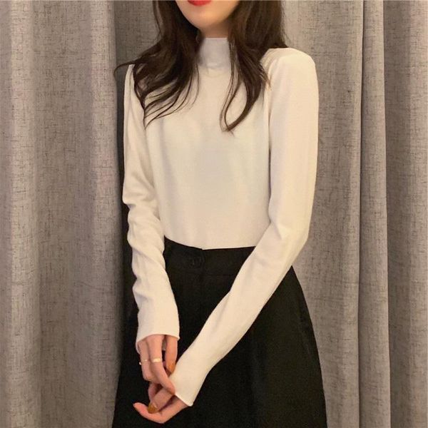 women's t-shirt 2021 autumn winter white solid women long sleeve t-shirts half turtleneck female casual slim t shirt bottoming top
women's t-shirt 2021 autumn winter white solid women long sleeve t-shirts half turtleneck female casual slim t shirt bottoming top