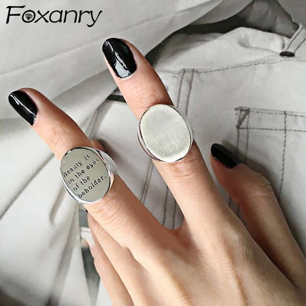 foxanry real 925 sterling silver smooth rings for women fashion simple english letter wide round geometric party jewelry gifts, Golden;silver
foxanry real 925 sterling silver smooth rings for women fashion simple english letter wide round geometric party jewelry gifts, Golden;silver