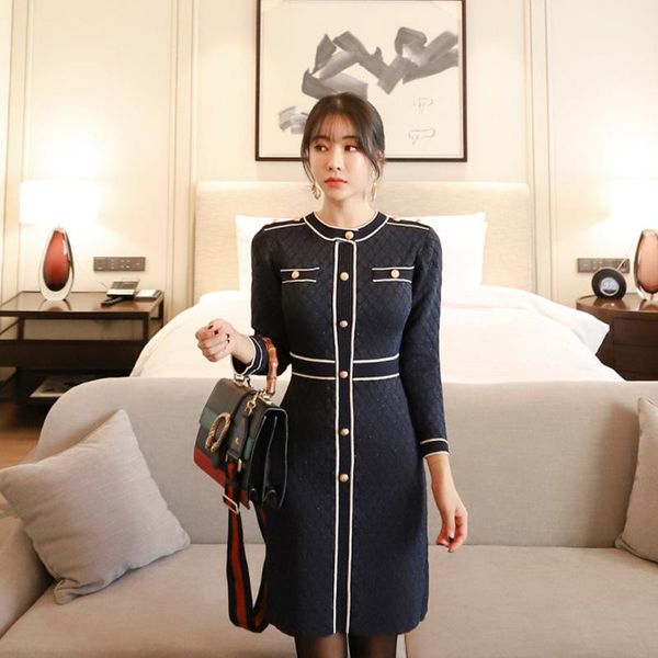 casual dresses women singer breasted knitted dress with river slim package hip winter contrast knit navy blue long sleeve, Black;gray
casual dresses women singer breasted knitted dress with river slim package hip winter contrast knit navy blue long sleeve, Black;gray