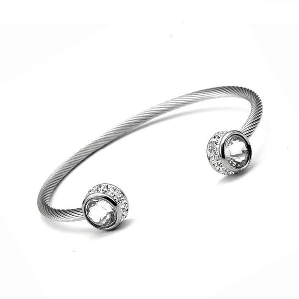 cuff luxury silver crystal open charm bracelets women female fashion jewelry stainless steel chain link sporty bangles, White
cuff luxury silver crystal open charm bracelets women female fashion jewelry stainless steel chain link sporty bangles, White