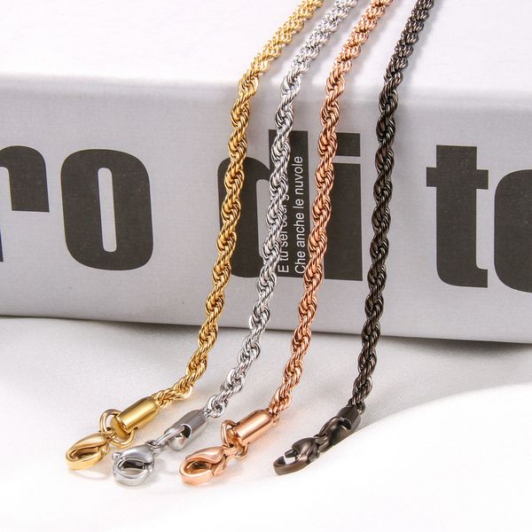 wholesale chain silver/gold/rose gold/black stainless steel twist chains necklace jewelry for women/men
wholesale chain silver/gold/rose gold/black stainless steel twist chains necklace jewelry for women/men