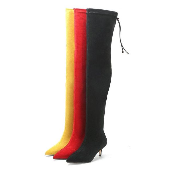 boots ladies fashion stretch over the knee spring autumn cross tied long suede pointed toe stiletto women large size shoes, Black
boots ladies fashion stretch over the knee spring autumn cross tied long suede pointed toe stiletto women large size shoes, Black