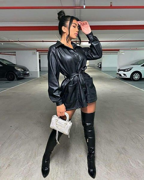 spring and autumn women's motorcycle jacket belt medium length leather coat women jackets, Black;brown
spring and autumn women's motorcycle jacket belt medium length leather coat women jackets, Black;brown