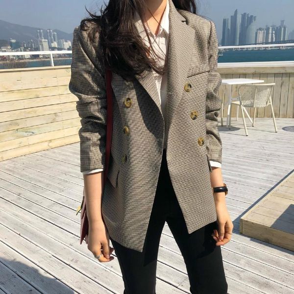 classic women's blazer 2021 autumn slim full-sleeve plaid jacket female vintage hipster office suit 2 colours suits & blazers, White;black
classic women's blazer 2021 autumn slim full-sleeve plaid jacket female vintage hipster office suit 2 colours suits & blazers, White;black