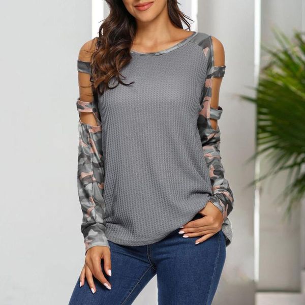 women's t-shirt camouflage stitching t-shirts fashion womens o-neck hollow long sleeves casual femme koszulki women tshirt, White
women's t-shirt camouflage stitching t-shirts fashion womens o-neck hollow long sleeves casual femme koszulki women tshirt, White