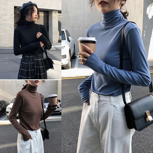 women's t-shirt woman tshirts turtleneck autumn and winter upper clothes long sleeves mujer camisetas, White
women's t-shirt woman tshirts turtleneck autumn and winter upper clothes long sleeves mujer camisetas, White