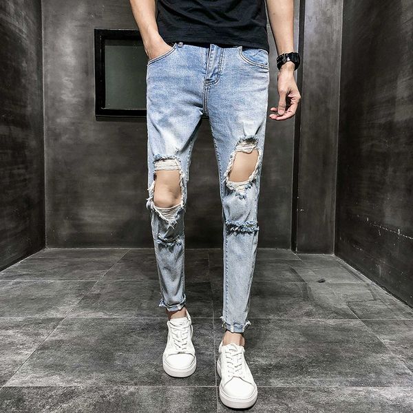 men's jeans wholesale ripped jeans men's slim feet pants korean stretch nine-point raw ee trendy beggar 8hn5, Blue
men's jeans wholesale ripped jeans men's slim feet pants korean stretch nine-point raw ee trendy beggar 8hn5, Blue