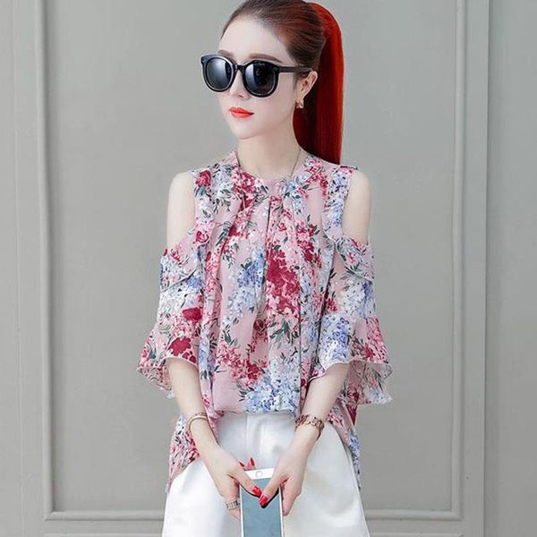 women blouses off shoulder summer chiffon shirts lady casual ruffles decor flower printed stand collar blusas df2847, White
women blouses off shoulder summer chiffon shirts lady casual ruffles decor flower printed stand collar blusas df2847, White