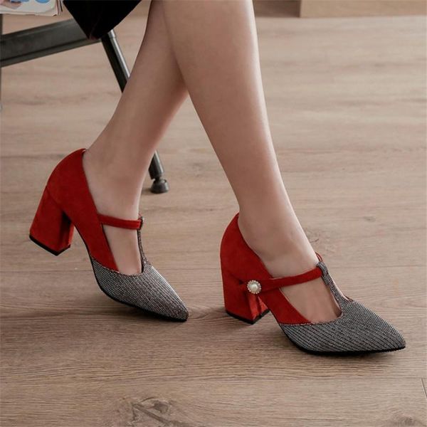 dress shoes pxelena 2021 spring fashion mixed colors t-strap woman pumps pointy toe chunky high heellsl party office lady dating, Black
dress shoes pxelena 2021 spring fashion mixed colors t-strap woman pumps pointy toe chunky high heellsl party office lady dating, Black