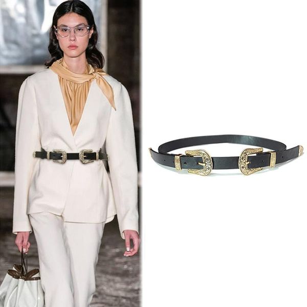belts 100cm belt women retro carved ladies leather waistband adjustable metal double buckle bondage for lady jeans correas, Black;brown
belts 100cm belt women retro carved ladies leather waistband adjustable metal double buckle bondage for lady jeans correas, Black;brown