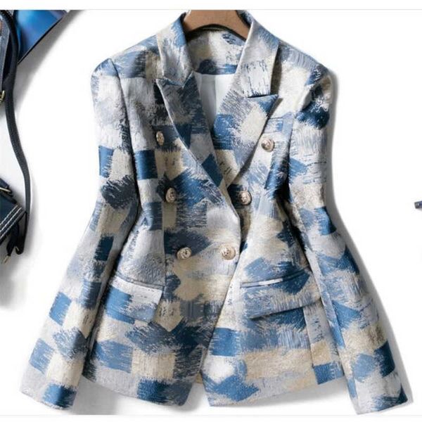 european and american fashion temperament jacquard printed lapel long sleeve blazer, White;black
european and american fashion temperament jacquard printed lapel long sleeve blazer, White;black