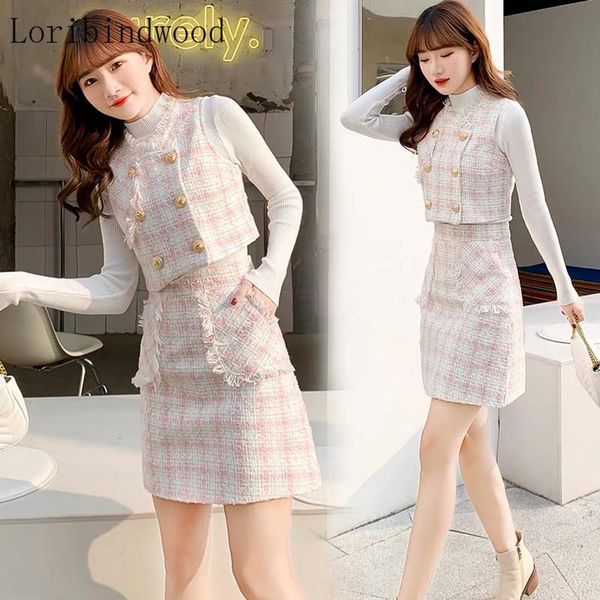 women's tracksuits autumn winter sweet wool clothing suit women plaid golden double breasted tweed vest crop + high waist pocket mini s, Gray
women's tracksuits autumn winter sweet wool clothing suit women plaid golden double breasted tweed vest crop + high waist pocket mini s, Gray