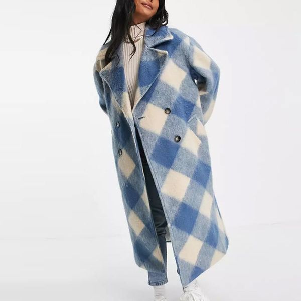 women's wool & blends women autumn winter casual loose overcoat coats 2021 plaid double breasted long female fashion warm outerwear, Black
women's wool & blends women autumn winter casual loose overcoat coats 2021 plaid double breasted long female fashion warm outerwear, Black