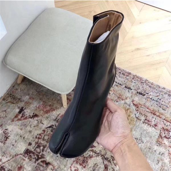 boots 2021 split toe women ankle genuine leather short booties round chunky high heel autumn boot dress shoes, Black 
boots 2021 split toe women ankle genuine leather short booties round chunky high heel autumn boot dress shoes, Black