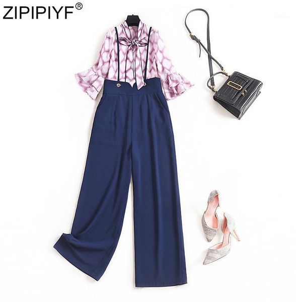 two piece dress 2021 fashion pant suit 2 set women pants female bow collar flare sleeve chic print blouse+strap wide leg suits, White
two piece dress 2021 fashion pant suit 2 set women pants female bow collar flare sleeve chic print blouse+strap wide leg suits, White