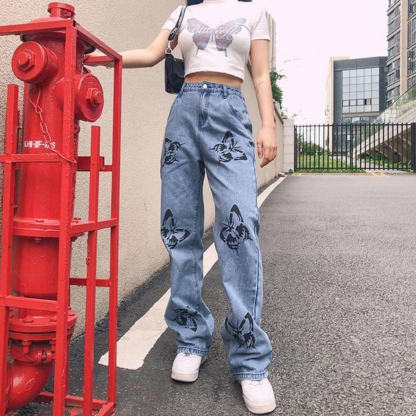 women baggy jeans butterfly print straight wide denim pants for girls female fashion 2021 high waisted trouser streetwear women's, Blue
women baggy jeans butterfly print straight wide denim pants for girls female fashion 2021 high waisted trouser streetwear women's, Blue
