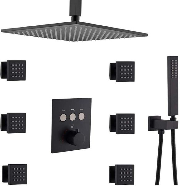 luxury wall mounted12"square rainfall showerhead&hand shower with six body spray jets allows multiple heads to function at atime bathro
luxury wall mounted12"square rainfall showerhead&hand shower with six body spray jets allows multiple heads to function at atime bathro