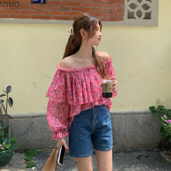 women's blouses & shirts sweet one line neckline ruffle floral long sleeve shirt design fashion in 2021, White
women's blouses & shirts sweet one line neckline ruffle floral long sleeve shirt design fashion in 2021, White