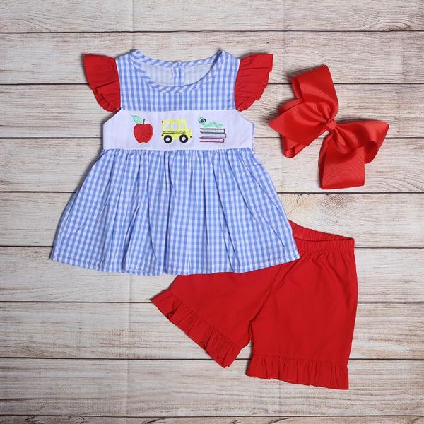 clothing sets summer girls clothes blue plaid sleeveless skirt and red shorts back to school season apple car embroidery toddler girl, White
clothing sets summer girls clothes blue plaid sleeveless skirt and red shorts back to school season apple car embroidery toddler girl, White