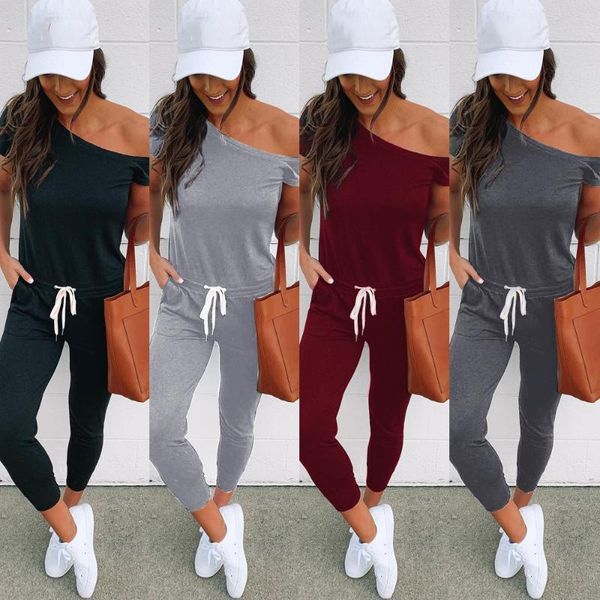 women's jumpsuits & rompers summer casual slash neck short sleeve +full length for european women sports 5328, Black;white
women's jumpsuits & rompers summer casual slash neck short sleeve +full length for european women sports 5328, Black;white