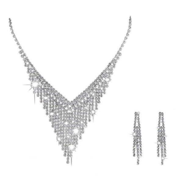 earrings & necklace 1 set wedding jewelry lightweight exquisite bridal for banquet, Silver
earrings & necklace 1 set wedding jewelry lightweight exquisite bridal for banquet, Silver
