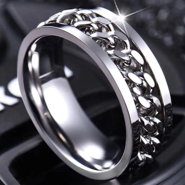 cluster rings cool stainless steel rotatable couple ring spinner chain rotable for women man punk jewelry party gift, Golden;silver
cluster rings cool stainless steel rotatable couple ring spinner chain rotable for women man punk jewelry party gift, Golden;silver