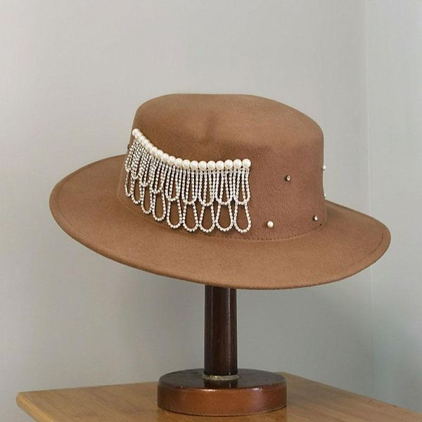 stingy brim hats elegant hat wool fedoras for women pearl rhinestone tassels grace panama jazz fedora sombrero mujer, Blue;gray
stingy brim hats elegant hat wool fedoras for women pearl rhinestone tassels grace panama jazz fedora sombrero mujer, Blue;gray