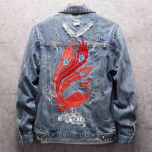 men's jackets spring and autumn mens slim embroidered denim jacket turn-down collar long sleeve single breasted ripped jeans coats, Black;brown
men's jackets spring and autumn mens slim embroidered denim jacket turn-down collar long sleeve single breasted ripped jeans coats, Black;brown
