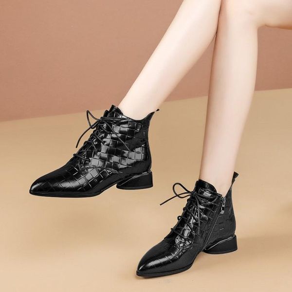 boots mljuese 2021 women ankle cow leather pointed toe checkered lace up winter short plush round heels size 41, Black
boots mljuese 2021 women ankle cow leather pointed toe checkered lace up winter short plush round heels size 41, Black