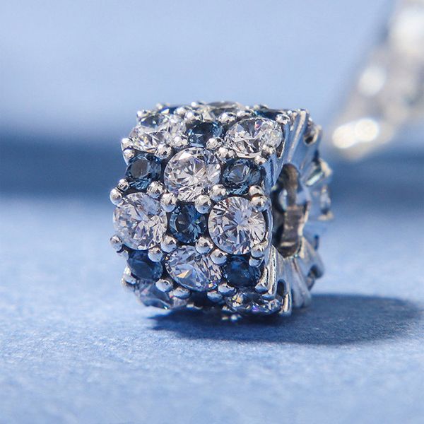 925 sterling silver blue and clear sparkle charm bead with cubic zirconia for european pandora style jewelry charm bracelets, Black
925 sterling silver blue and clear sparkle charm bead with cubic zirconia for european pandora style jewelry charm bracelets, Black